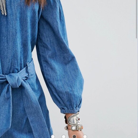 Free People denim off the shoulder Romper - Picture 5 of 9
